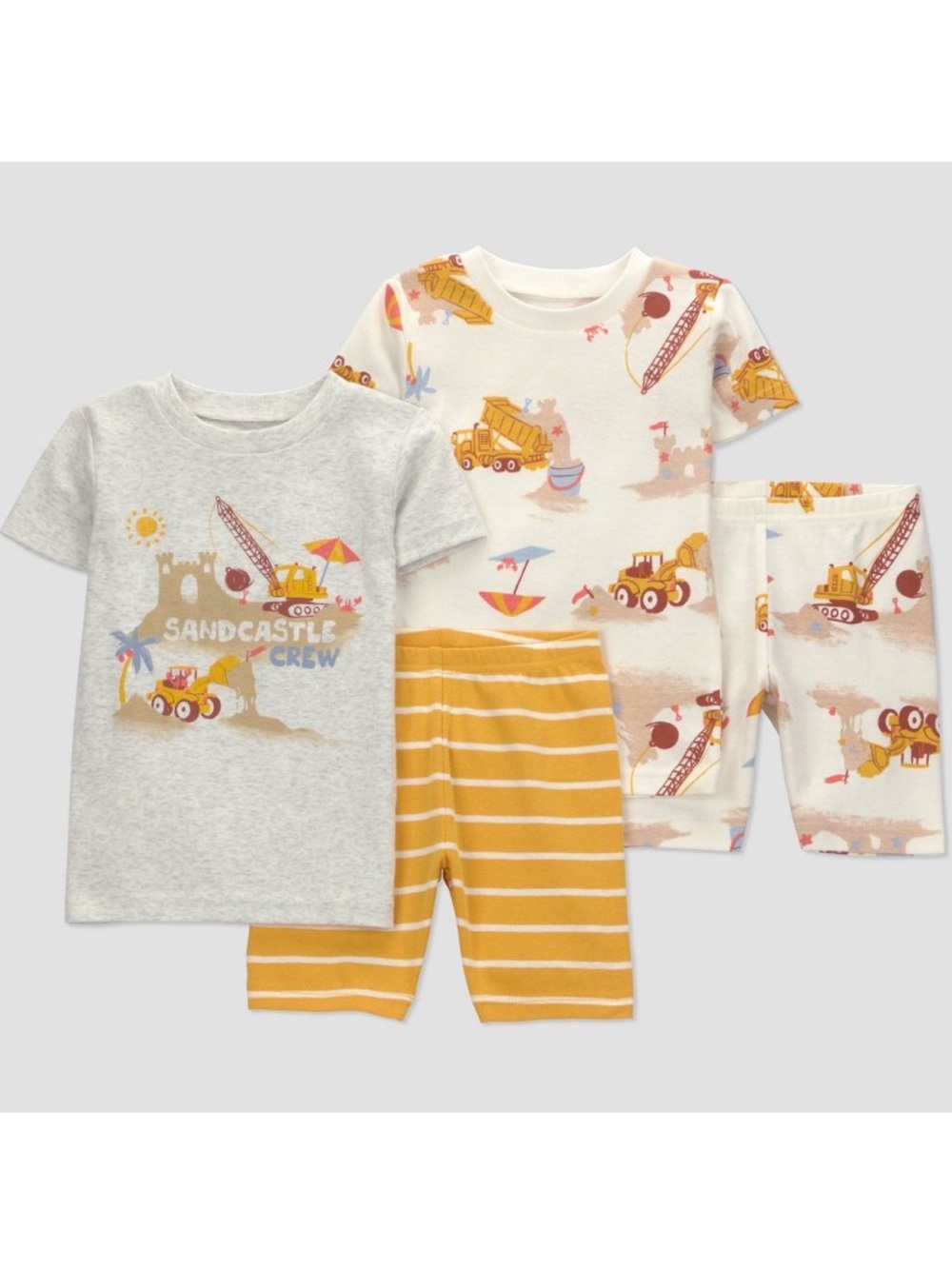 Carter's Just One You Short Sleeve Sandcastle Cotton Pajama Set, NWT, Gray, 4T